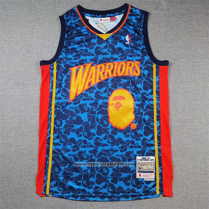 Camiseta Golden State Warriors #93 Bape Mitchell & Ness 2009-10 Azul